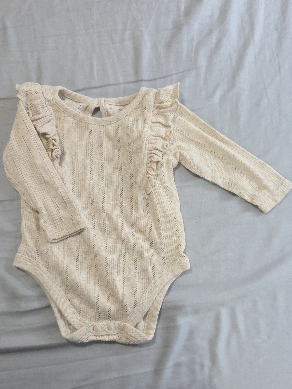 Cream Ruffle Knit Baby One-Piece